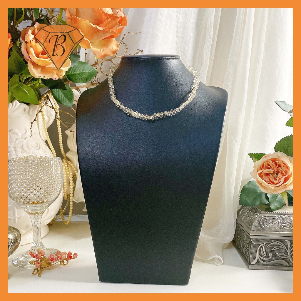VÒNG CỔ ĐÁ TRẮNG SECONDHAND TRANG SỨC SI NHẬT BẢN BOU JEWELRY VINTAGE MÃ VC336