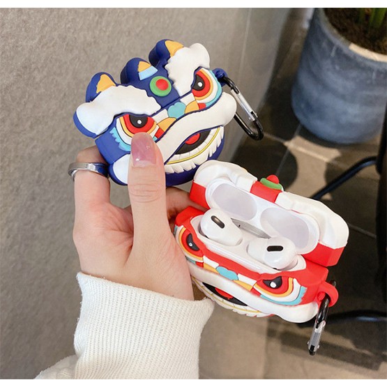 Vỏ bảo vệ hộp sạc tai nghe bằng TPU hình chú lân dễ thương thích hợp cho Airpods Pro 1 2 3 case