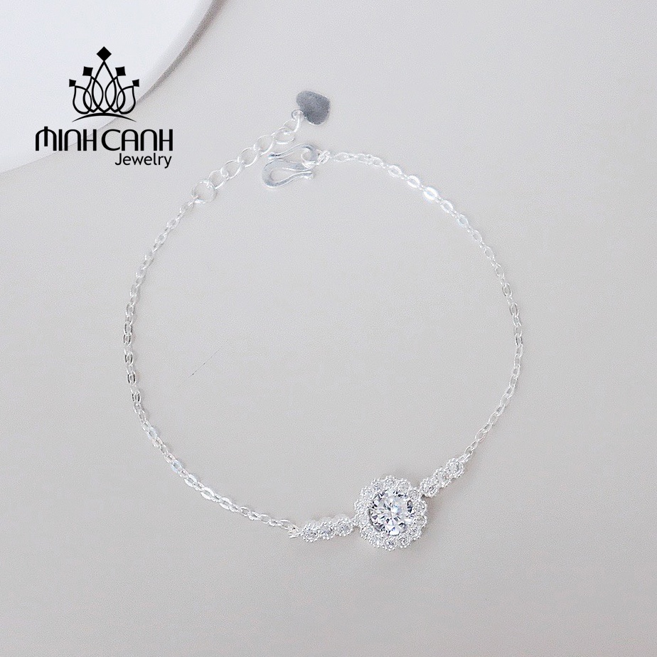 Lắc Tay Bạc Hoa Đá Tròn Dây Mảnh Minh Canh Jewelry