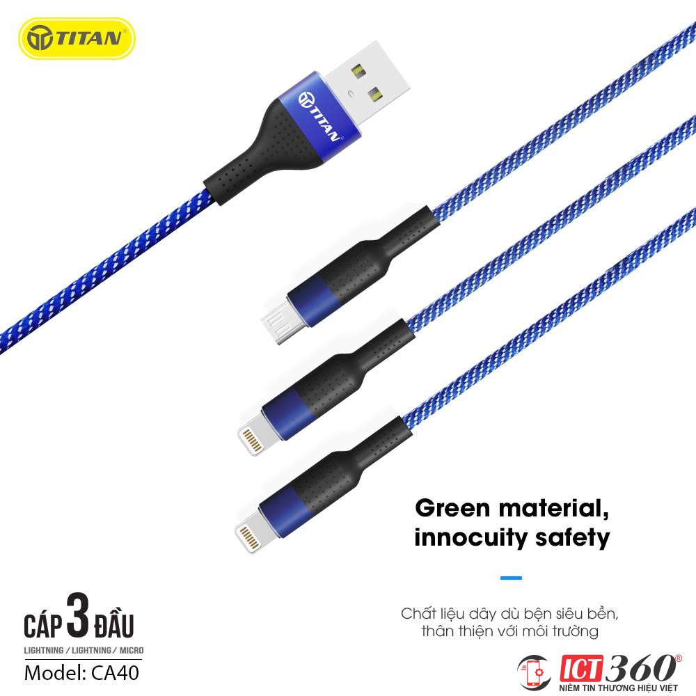 Cáp Sạc 3 Đầu Titan - Bảo hành 12 tháng 1 đổi 1