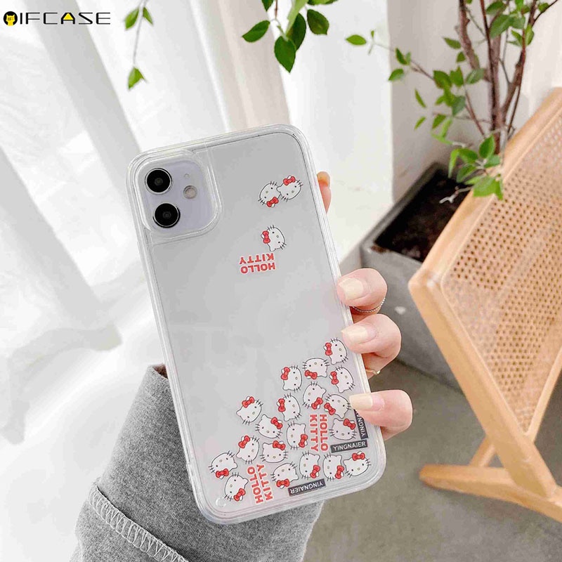 Ốp Điện Thoại Kim Tuyến Nước Trong Suốt Hình Hello Kitty Cho iPhone 12 Mini 12 11 Pro Max XS XR X 7 8 Plus