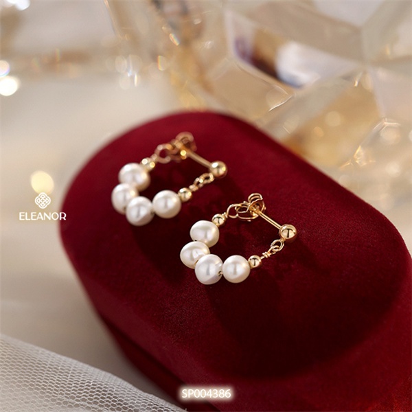 Bông tai nữ ngọc trai nhân tạo Eleanor Accessories dáng thả phụ kiện trang sức 4386