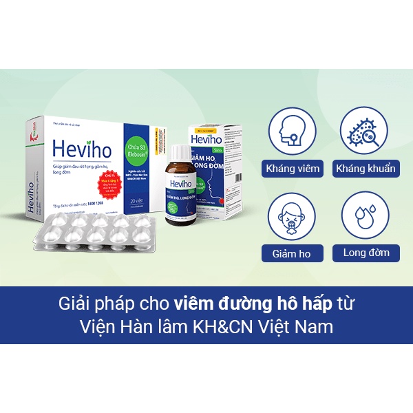 (CHÍNH HÃNG) Viên uống Heviho - Hỗ trợ ĐT viêm đường hô hấp cấp và mãn tính