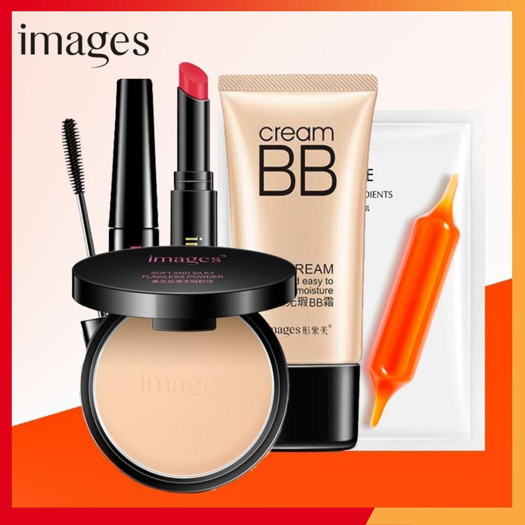 Bộ trang điểm 5 món IMAGES Kem BB + Phấn phủ  + Son thỏi + Mascara + Mặt nạ dưỡng ẩm ZD-BTD18