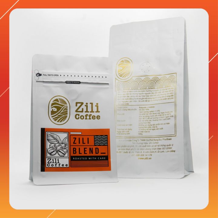 Cà phê nguyên chất  ZILI BLEND WHITE (A&R)  [Truyền thống ] Hương chocolate, vị cân bằng, hậu ngọt béo [Túi 500g]