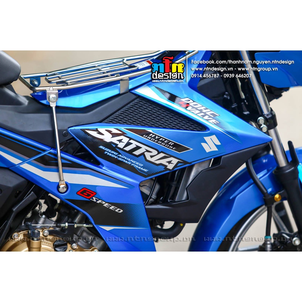 Tem /decal Rời Dán Xe Raider FI Mẫu Xanh Đen Cực Chất, Hàng 3 Lớp Chất Lượng Cao