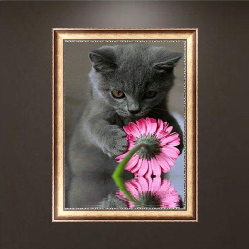 Bộ Tranh Đính Đá 5D Tự Làm Hình Mèo Dễ Thương