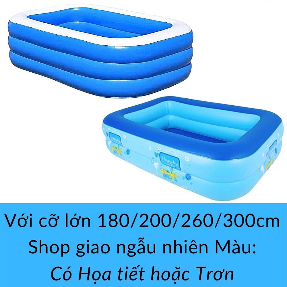 Bể bơi cho bé hồ phao bơi trẻ em thành cao 3 tầng cỡ dài 180cm và 150cm