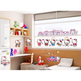 Decal dán tường Kitty thành phố