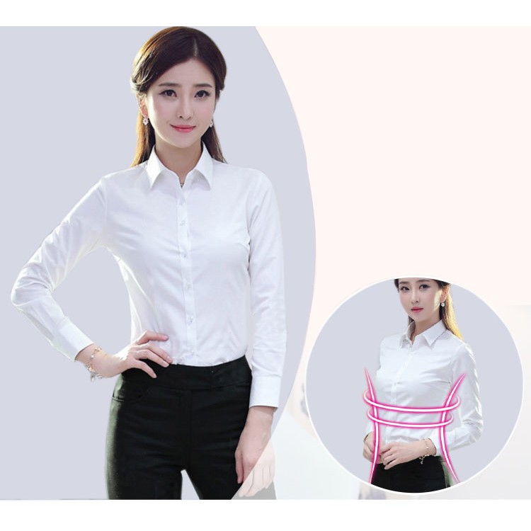 Áo sơ mi nữ lụa trơn màu trắng trẻ trung | BigBuy360 - bigbuy360.vn