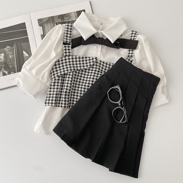 Set Áo Hai Dây + Chân Váy Xếp Ly Lưng Cao Thời Trang Hàn Cho Nữ