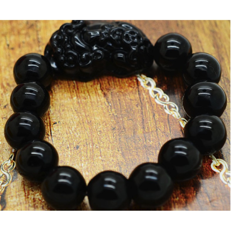 Vòng Đá Thiên Nhiên Phong Thuỷ 12 Ly Đen P039