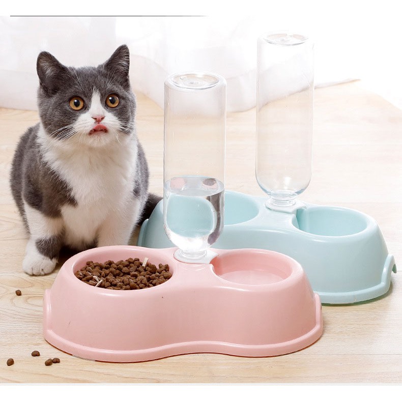 Bát Đựng Thức Ăn Cho Mèo [ Có Video Hai ngăn đựng nước và thức ăn ]