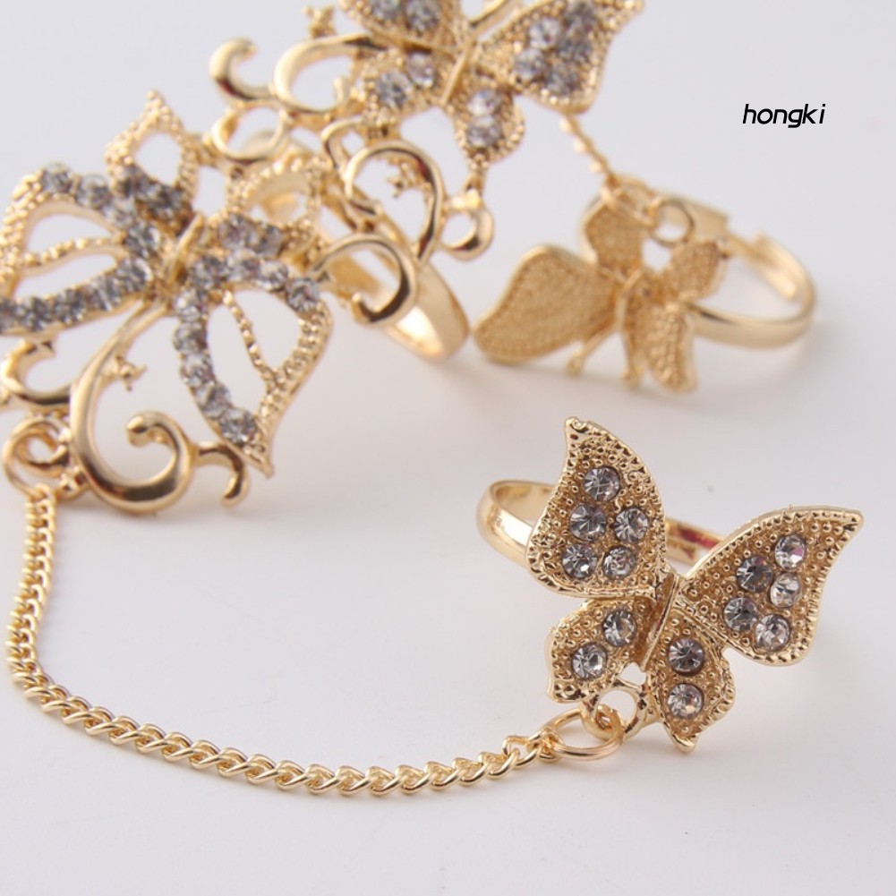 Nhẫn hở hình bướm đính đá phong cách thời trang cho nữ