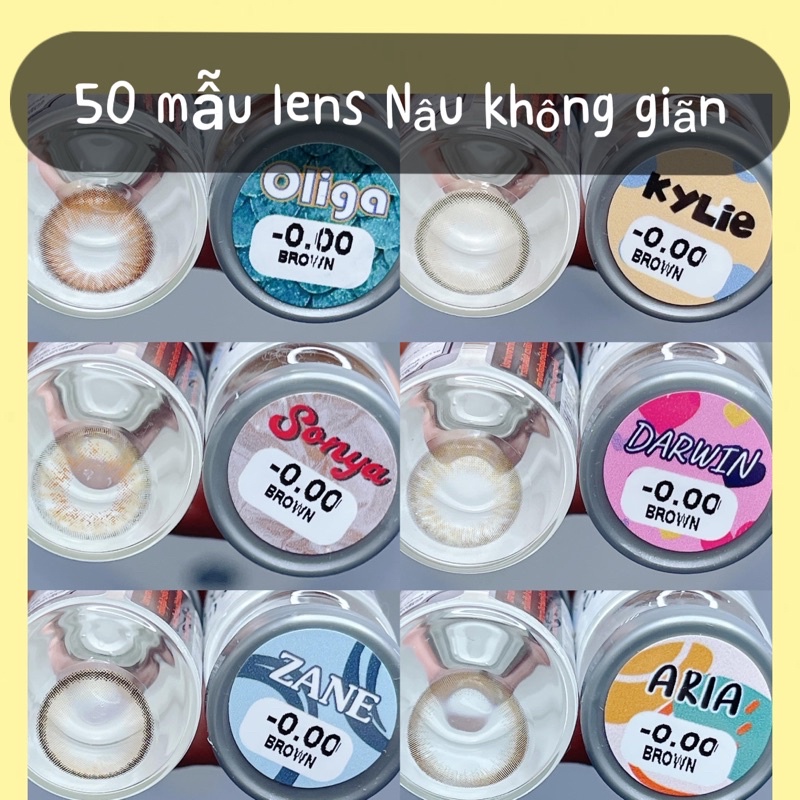50 mẫu lens Nâu_Brown HOT  size không giãn 14,0 m- không độ- hàng mới_kính áp tròng nâu _Sam Eyes(FREE SHIP)