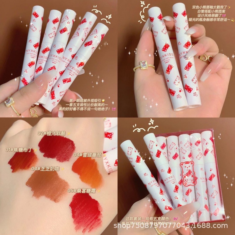 Son kem lì dưỡng ẩm lâu trôi hình gấu dễ thương NYXKISS