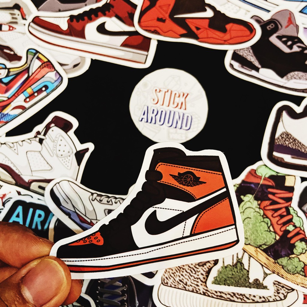 50 sticker giày thể thao sneaker (pvc nhám), decal dán laptop, điện thoại... từ stickaroundvn