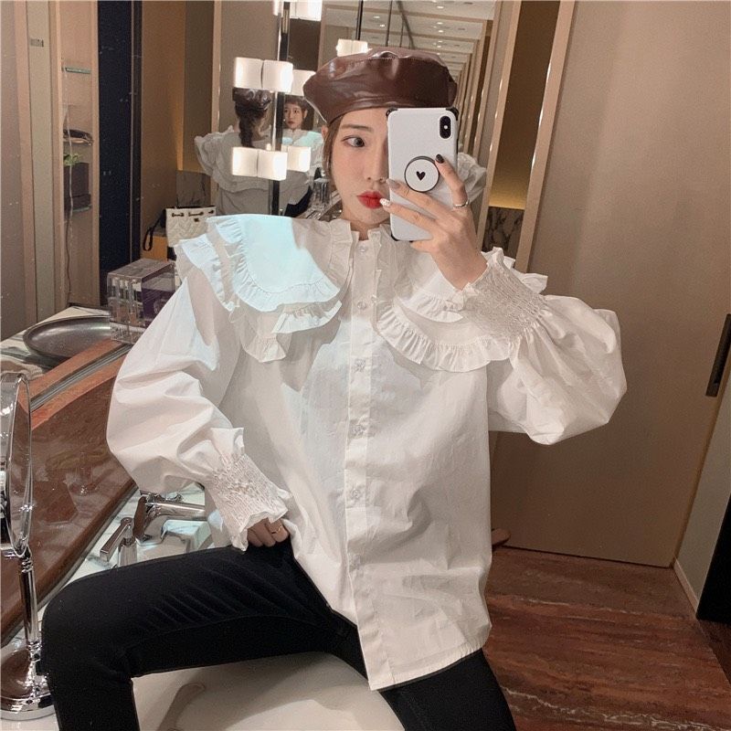 ÁO SƠ MI TIỂU THƯ CÔNG SỞ CỔ BÈO TAY BO XINH LẮM CB1😘😘😘