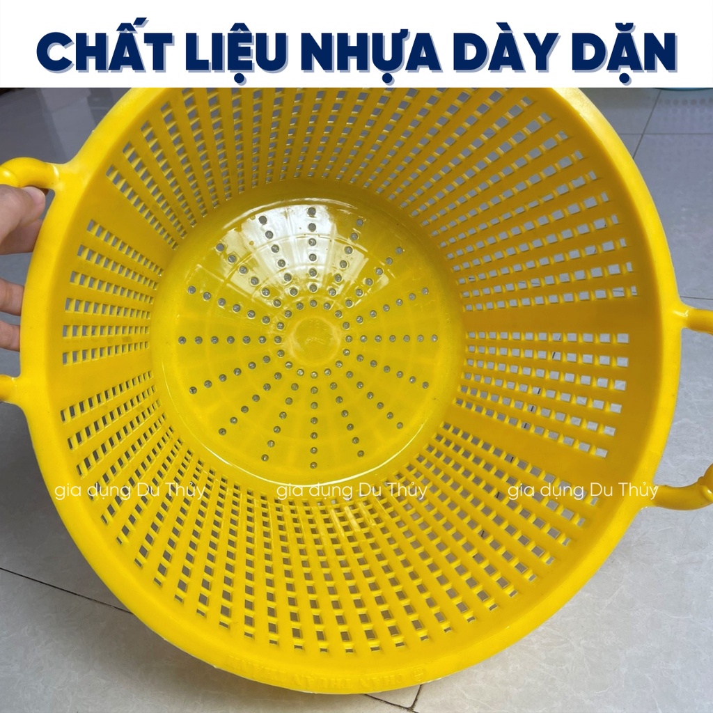 Sọt nhựa tròn loại dày, lỗ nhỏ, quai nhựa thích hợp đựng trái cây, đựng tôm cá, đựng quần áo của Du Thủy-cần xé cá cơm