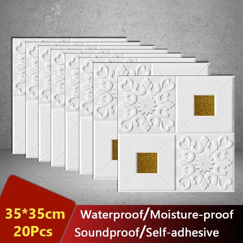 Miếng dán tường giả gạch 3D 35x35cm trang trí nhà cửa