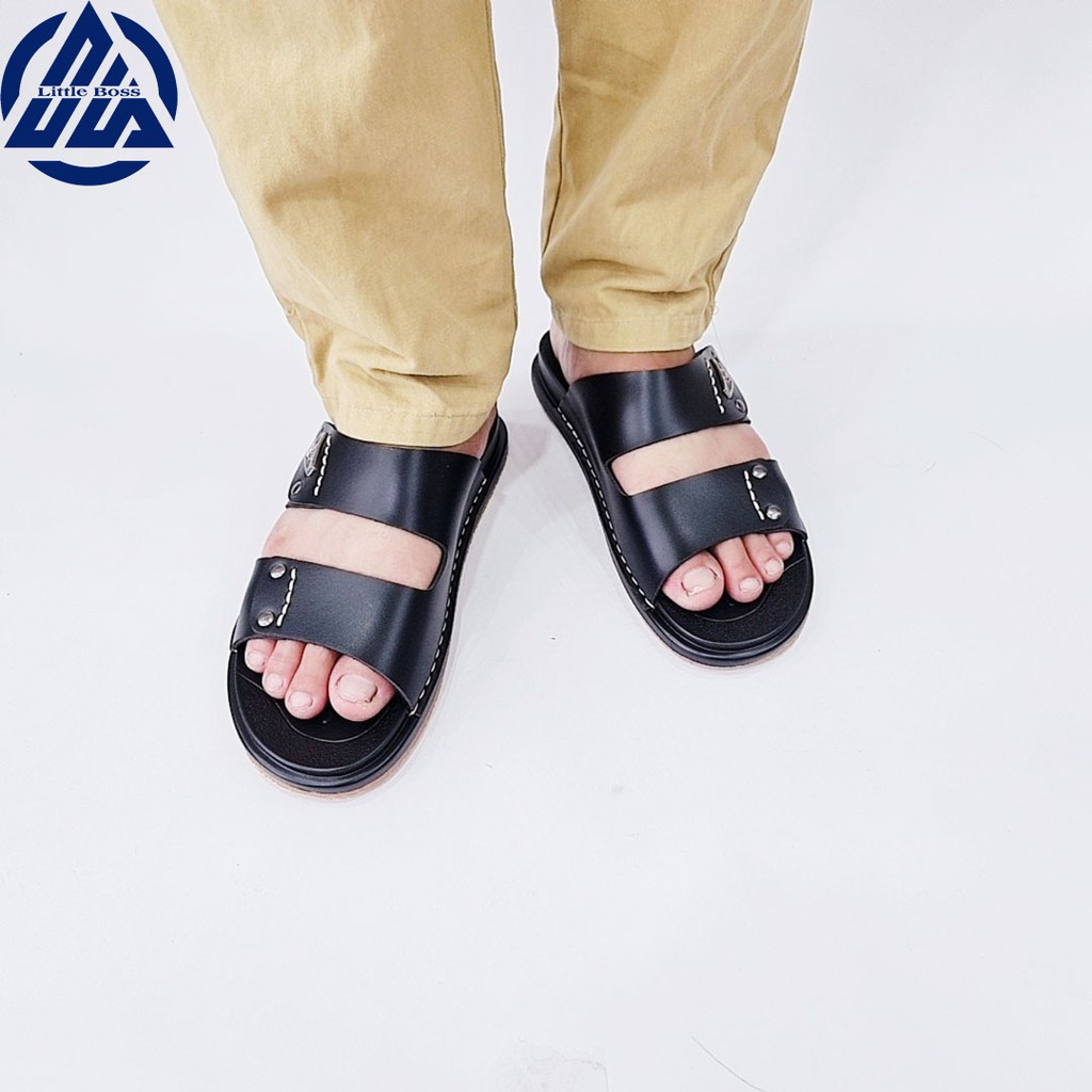 Dép quai ngang nam sandal da cao cấp Little Boss mẫu mới 2021 SD-06