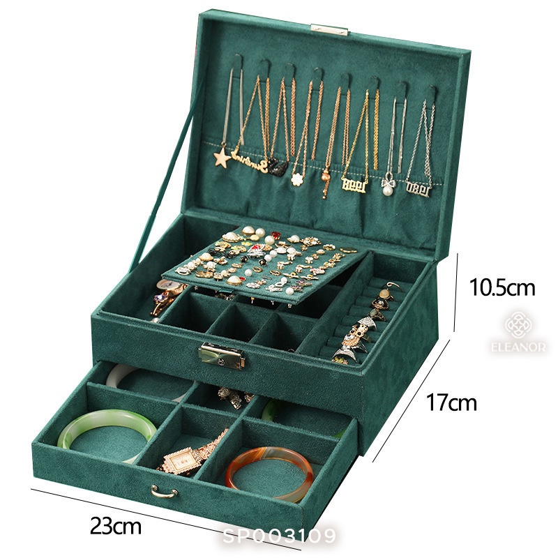 Hộp Trang Sức Eleanor Cỡ Lớn Màu Xanh Lá Cao Cấp, Hiện Đại - SP003109