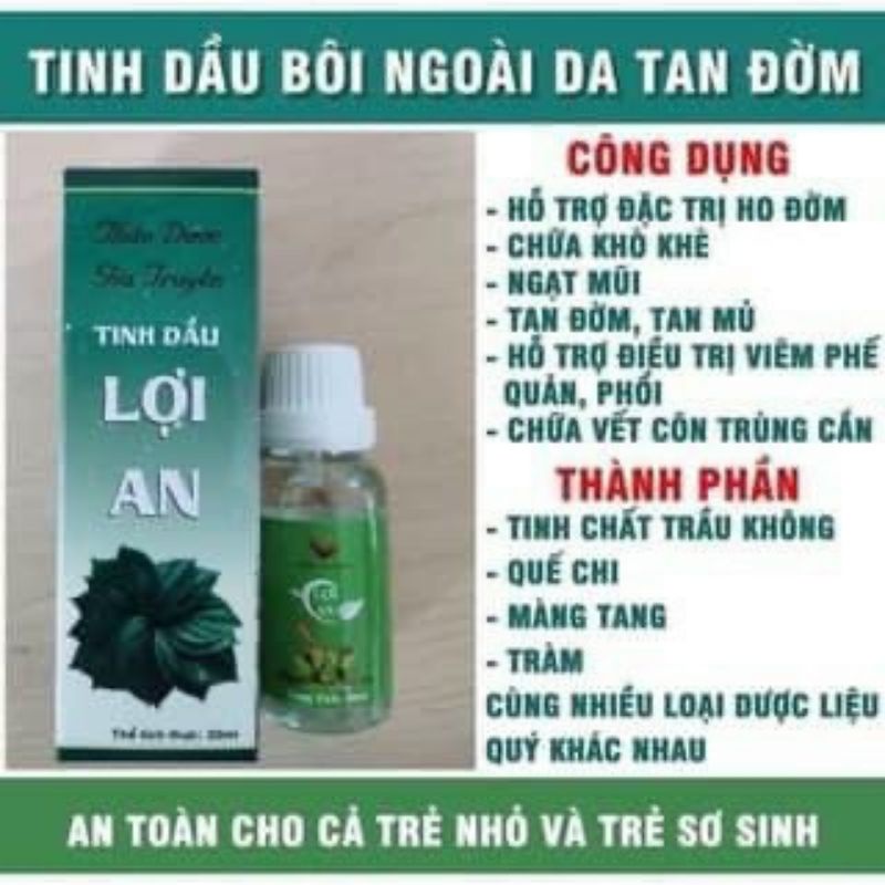 Tinh dầu Lợi An - bôi ho, sổ mũi, khò khè - Chính hãng 100%