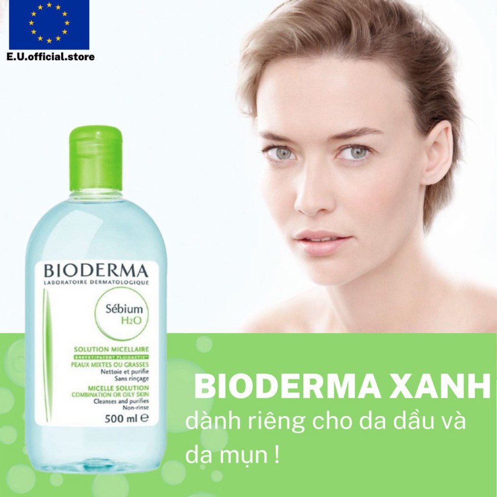 [HNK] [LOẠI 500ml] Nước Tẩy Trang Bioderma Crealine/Sebium H2O 500ml Bản Mới Nhất (Hồng/Xanh)