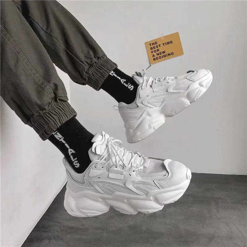 sneakers Giày Thể Thao Đế Dày Màu Đen Kiểu Retro Dễ Phối Đồ Cho Cặp Đôi