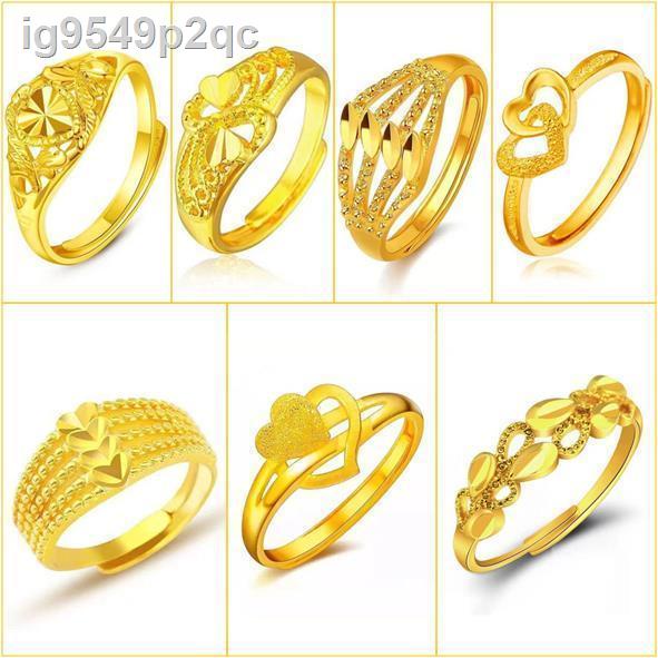 Nhẫn Hồng Kông miễn thuế cát vàng nữ không phai màu có thể điều chỉnh rừng tình yêu người mẫu tính khí cao