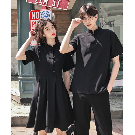Áo đôi nam nữ cổ tàu phù hợp cho cặp đôi
