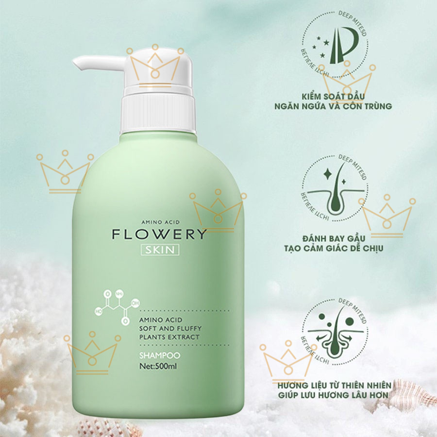 Combo dầu gội, dầu xả nước hoa muối biển Flowery 500ml