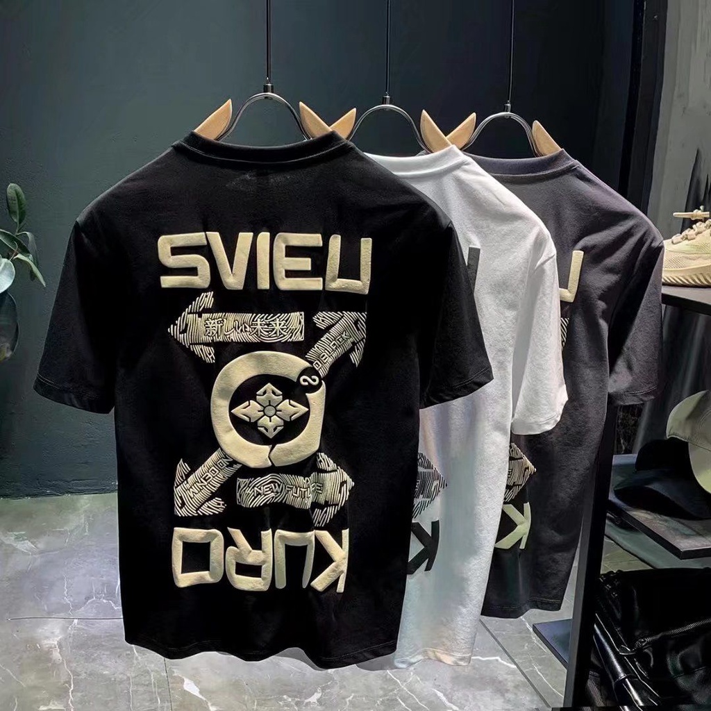 Áo Thun Cotton Ngắn Tay Dáng Rộng In Họa Tiết Cá Tính Dễ Phối Đồ Cho Nam