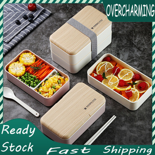 Hộp cơm bento hai tầng 3 màu tùy chọn chống đổ thức ăn thích hợp mang đi làm
