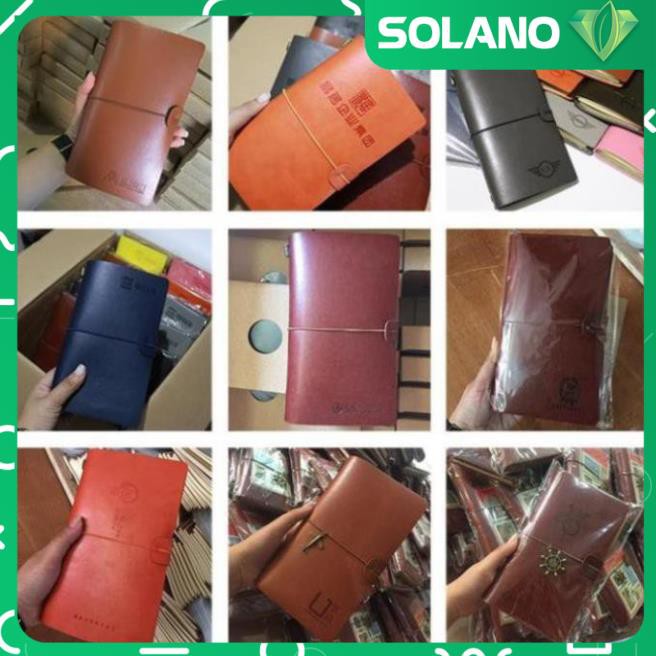 Sổ Tay Bìa Còng Ghi Chép Da Trơn Size A6 SOLANO Phong Cách Cổ Điển Giấy Kraft SN-001205