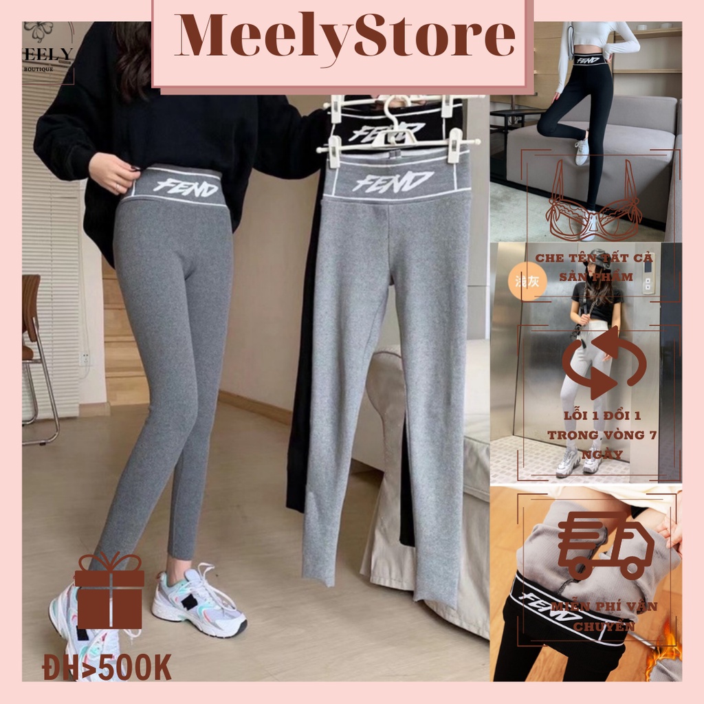 Quần Legging Lót Lông Cừu Cạp Cao Gen Bụng Quần Dài Nữ Len Tăm Lót Nỉ Dày Siêu Ấm Cạp Chữ Freesize 40- 60kg
