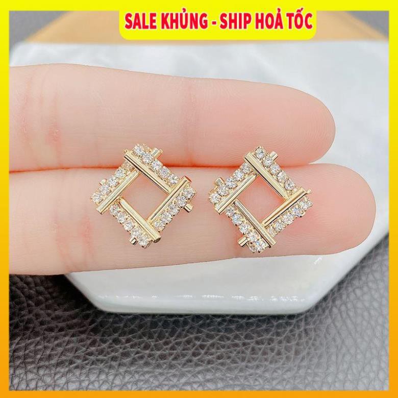 Có Video, Ảnh Thật ⚡SALE⚡ Bông tai đính đá hình thoi Hàn Quốc| Khuyên tai đẹp 2021- Wink Accessories L1AS11