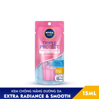 (mini 15ml) Kem Chống Nắng Dưỡng Da Sáng Mịn NIVEA SUN Triple Protect Extra Radiance &amp; Smooth SPF50+ PA+++