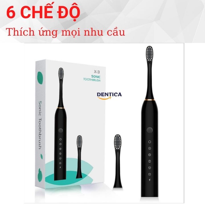 Bàn Chải Điện Sonic X3 Pro DENTICA Bàn Chải Đánh Răng Điện Tử Bản Pro Nâng Cấp Đặc Biệt Tặng Kèm 4 Đầu