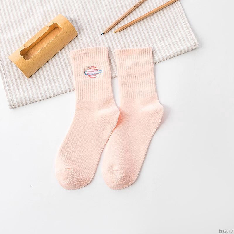 Women Long Fashion Wild Cotton Planet Print Vertical Stripes Socks | BigBuy360 - bigbuy360.vn