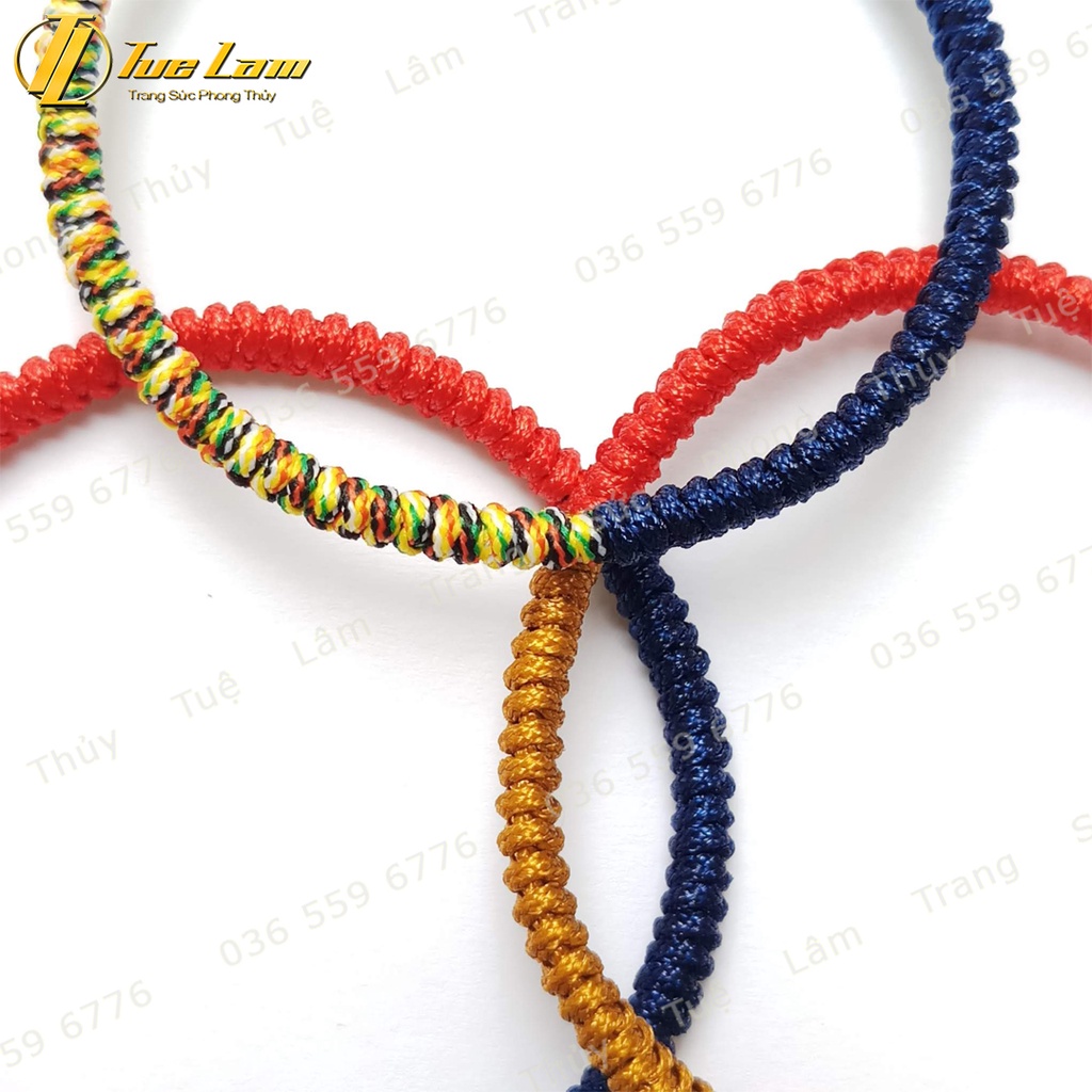 Vòng tay may mắn nữ Set 3 vòng chỉ tibets xanh đỏ vàng bện handmade hợp mệnh - Tuệ Lâm