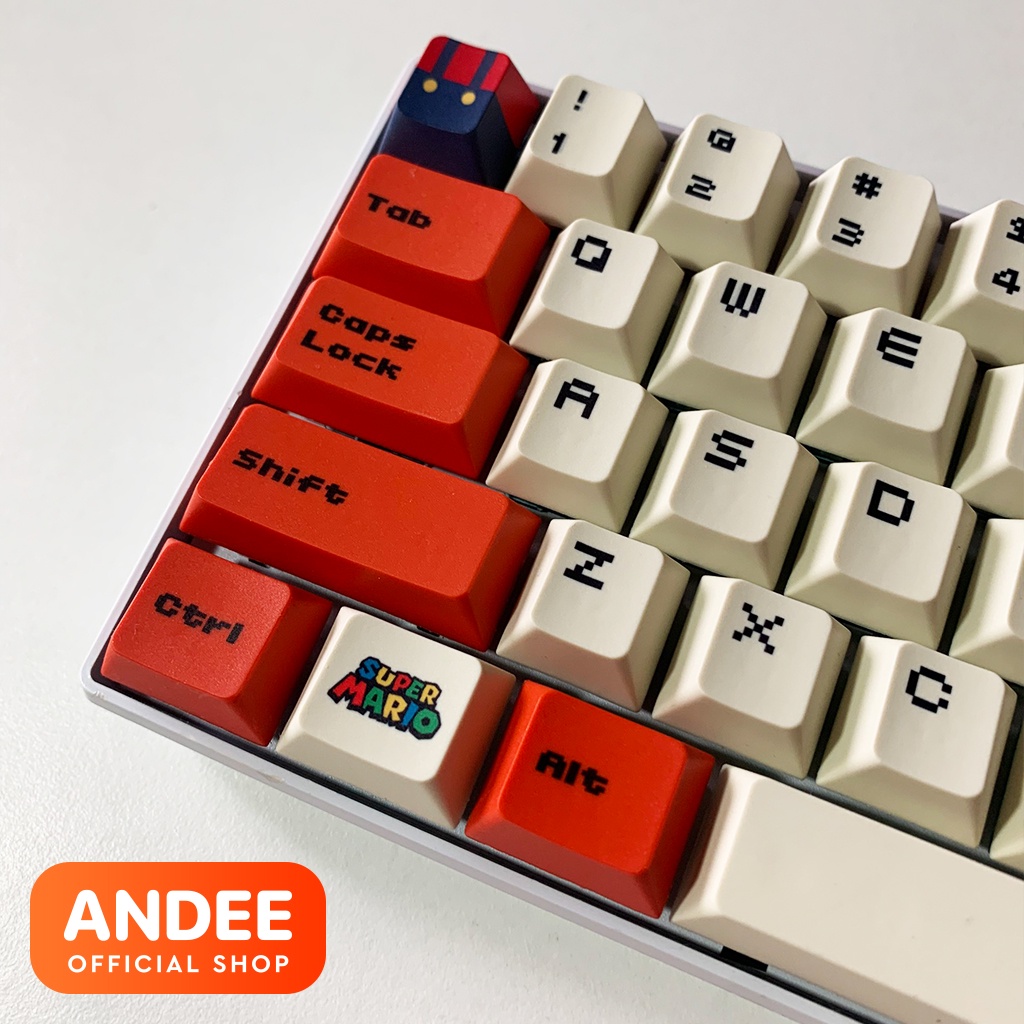 Keycap Mario đỏ 122 nút profile Cherry dễ thương cho bàn phím cơ