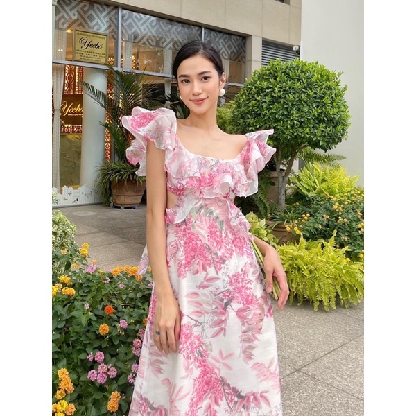 LALLA - Đầm suông cut eo cột nơ sau lưng nữ