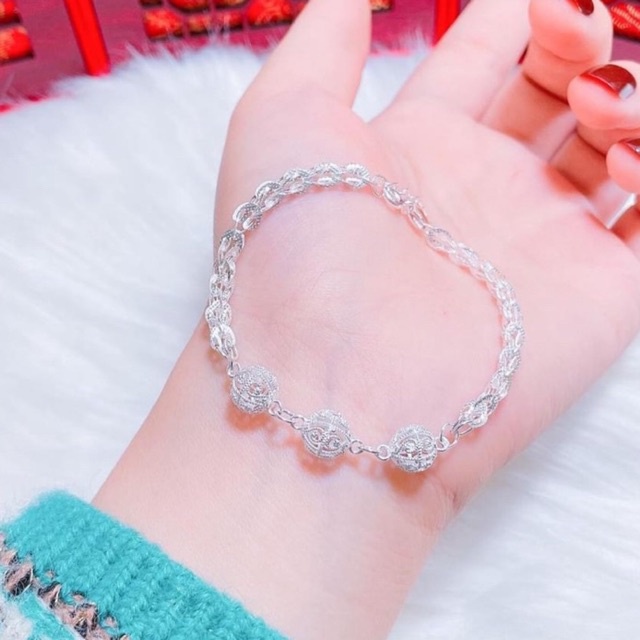 Lắc tay Nữ Bạc ta Dây phụng mặt cầu kim tiền Thiết kế nhẹ nhàng tinh tế. Mẫu mới nhất Mainomi Shop Bạc Xinh