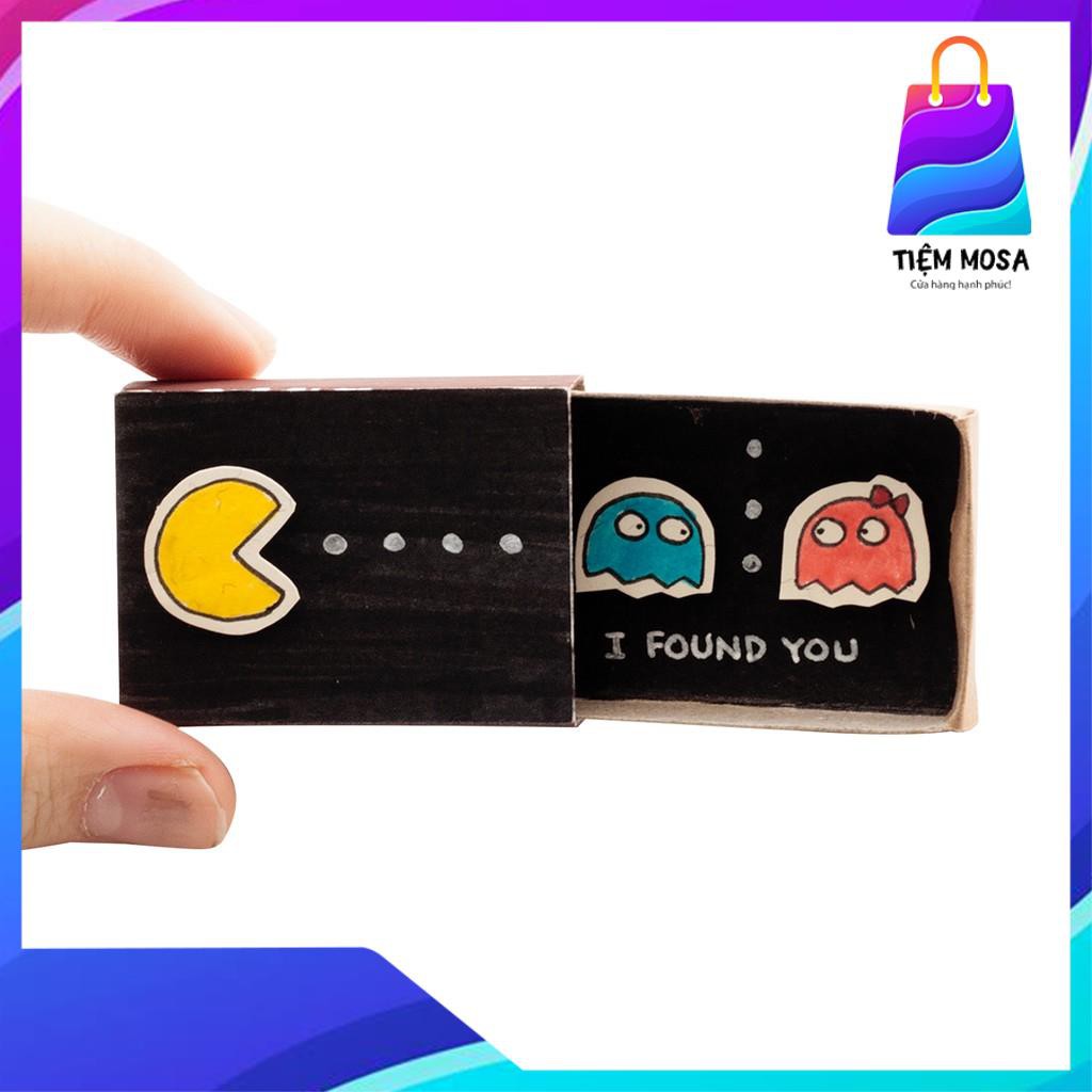 THIỆP HANDMADE HỘP DIÊM - Thiệp Tình Yêu Hộp Diêm Pacman I Found You