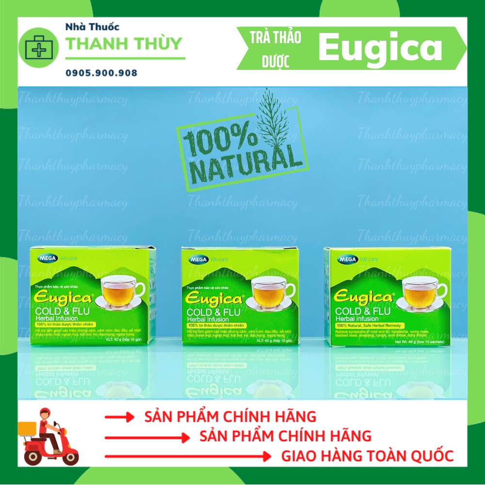 Trà Giải Cảm Eugica  Từ Thảo Dược, Phòng Cúm, Ngạt Mũi, Hắt Hơi, Cảm Lạnh Từ Gừng, Tiêu Đen, Quế