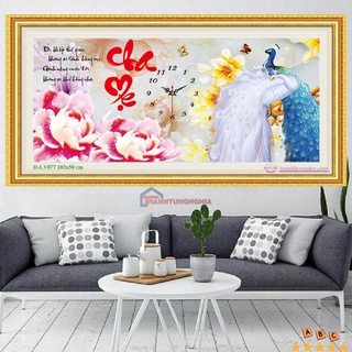 Tranh đính đá cha mẹ 1m03 x 50cm