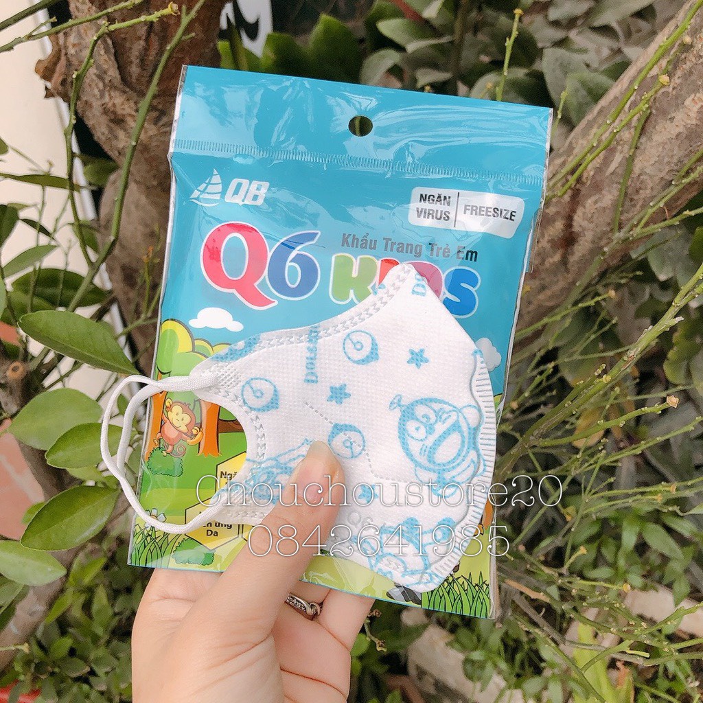 [Lẻ] Túi 10 chiếc Khẩu Trang 6D Q6 Kids Siêu Kháng Khuẩn In Hình Hoạ Tiết Cho Bé Từ 2 - 5 Tuổi