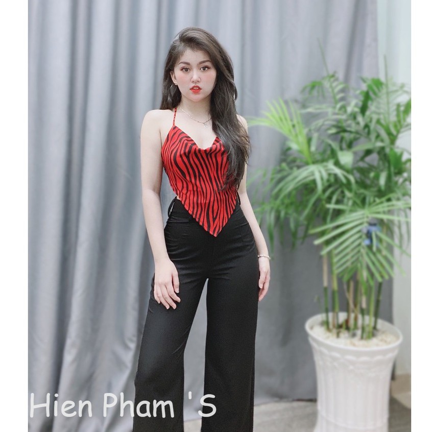 [FREE SHIP] ✔️hienphamstore✔️ Set áo yếm hở lưng cột dây, đan dây hoạ tiết sọc ngựa vằn quần dài - S3031 | BigBuy360 - bigbuy360.vn