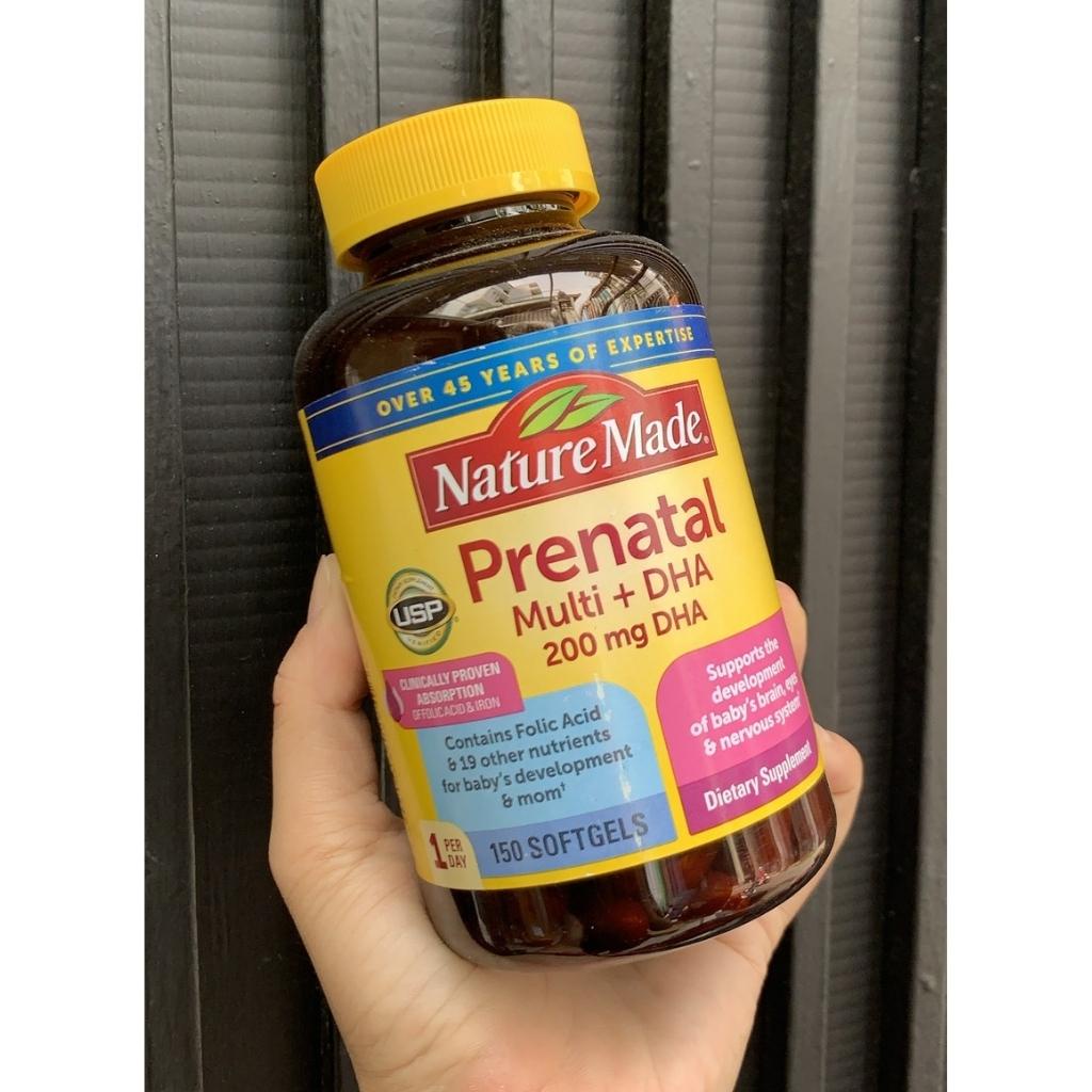 Viên Uống Vitamin Tổng Hợp Bà Bầu Nature Made – Prenatal Multi + DHA 200mg 150 Viên